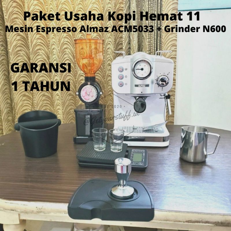 Paket Usaha Kopi Hemat 11 (Mesin Espresso Almaz ACM5033 + Grinder N600)