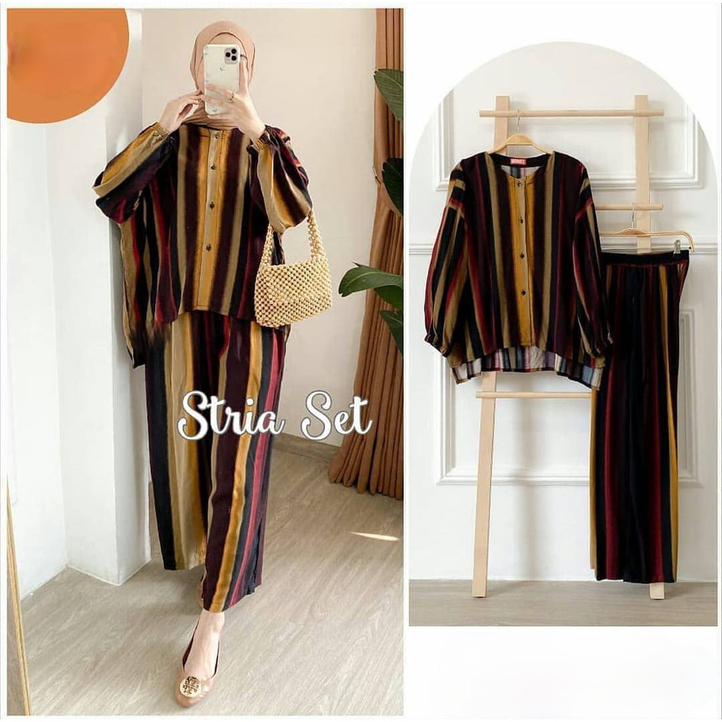 One set Rayon Viscose Busui Ld 100 - 110 Motif Kekinian-STRIA SET LD100