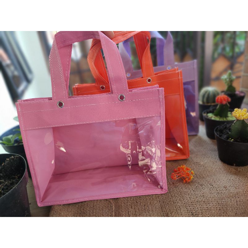 Tas mika tebal size 25*20*10 cm tas mika warna plus mata ayam model terbaru