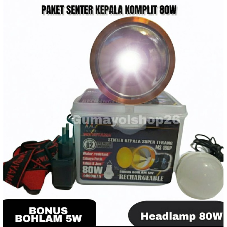 Senter Kepala 80Watt Pluss Bohlam Mitsuyama MS-160P