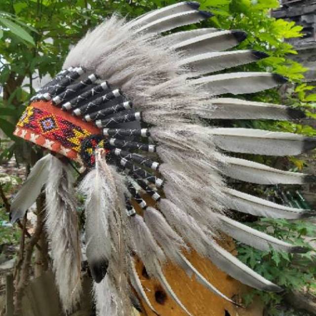 TOPI INDIAN HITAM PUTIH