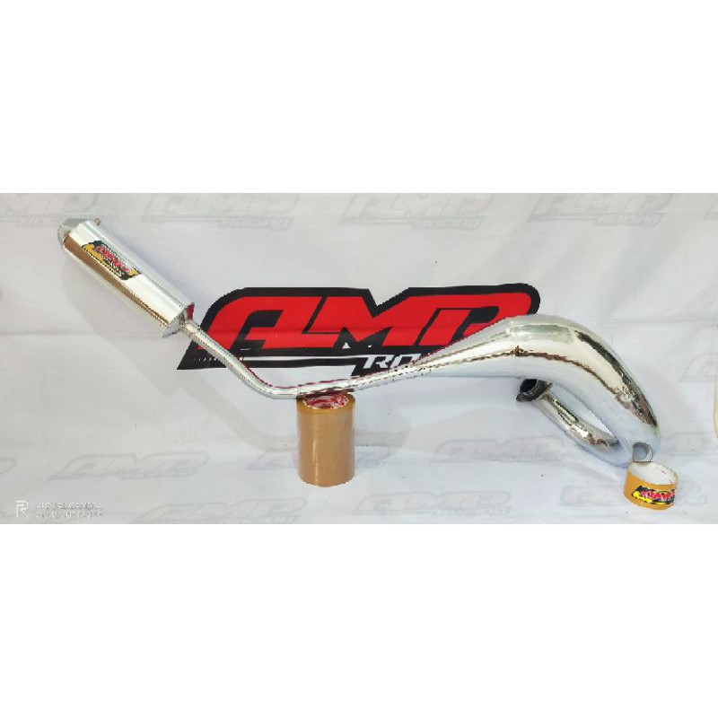 Knalpot Kawasaki ninja 150 R / RR udang trail full Chrome Original AMP RACING