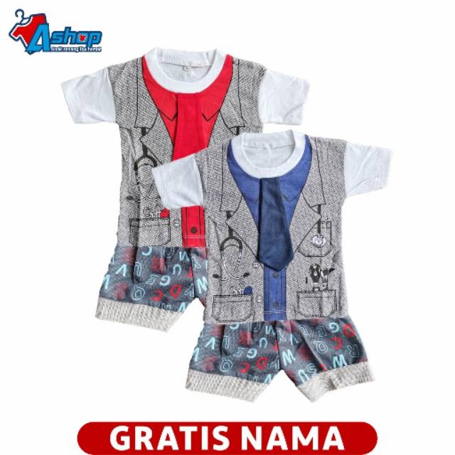 Baju Bayi Lucu Motif Dasi 0 sampai 18 Bulan