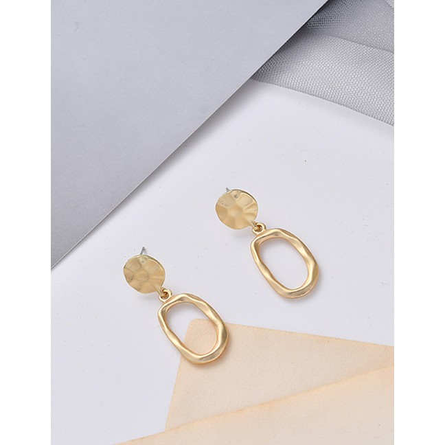 LRC Anting Tusuk Fashion Golden Irregular Geometric Stud Earrings D67335