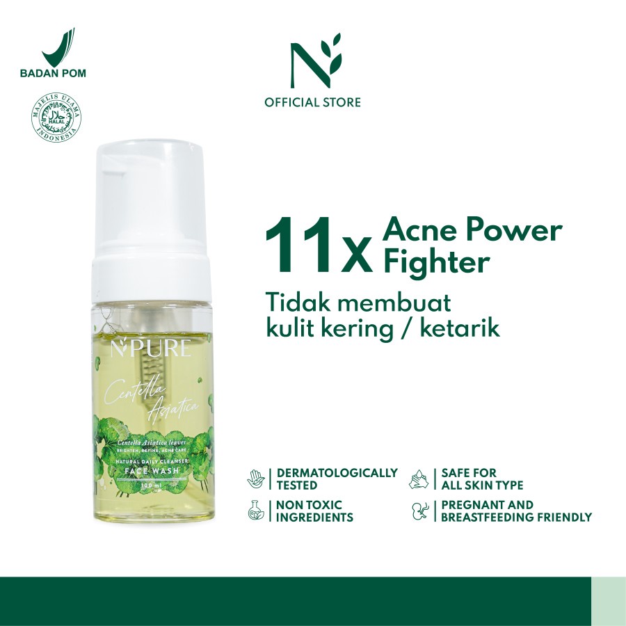 ORI / COD - N PURE CENTELLA ASIATICA FACE WASH - N'PURE FACIAL WASH - PENCUCI MUKA UNTUK MUKA BERMINYAK DAN JERAWAT