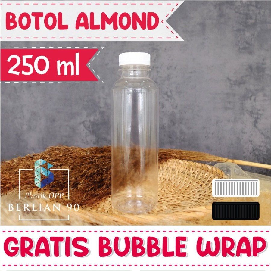 Botol Almond 250ml / Botol Kopi Jus Minuman Kekinian / Botol Plastik 250ml