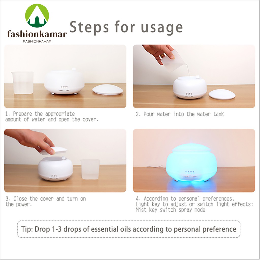 Humidifier Air 300ML Aromaterapi Difuser Dengan Remote Model Jamur (TIDAK FREE OIL)