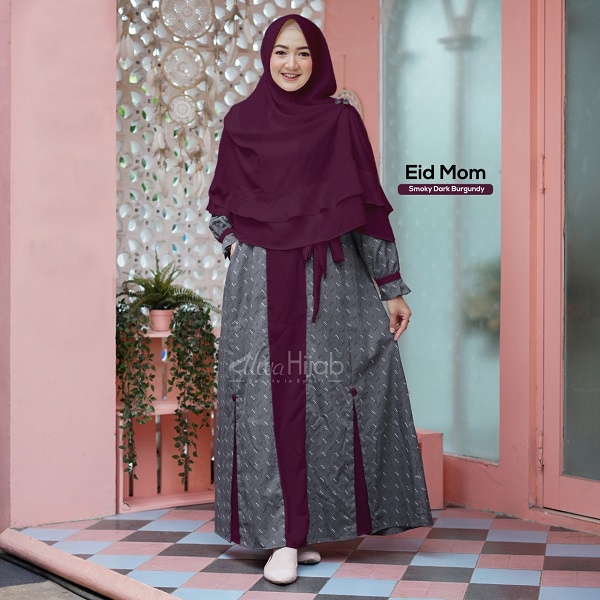 GAMIS ALWA HIJAB EID SERIES SMOKY DARK BURGUNDY BY ALWA HIJAB - SARIMBIT KELUARGA - SARIMBIT DRESS B