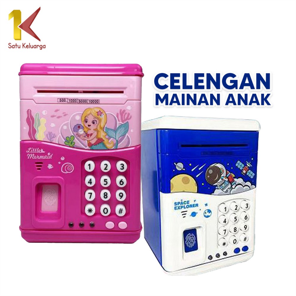 Satu Keluarga Celengan Mainan ATM Brankas Karakter Astronot M278 Mainan Edukasi Anak Lucu Fingerprin