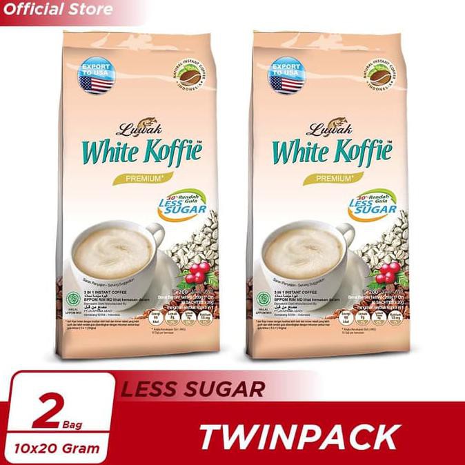 

Kopi Luwak White Koffie Less Sugar Bag 10x20gr Twin Pack SALE