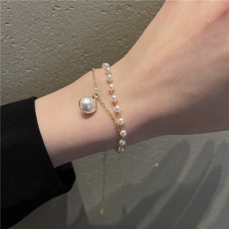 Gelang Mutiara Double Layer Gaya Elegan Untuk Wanita