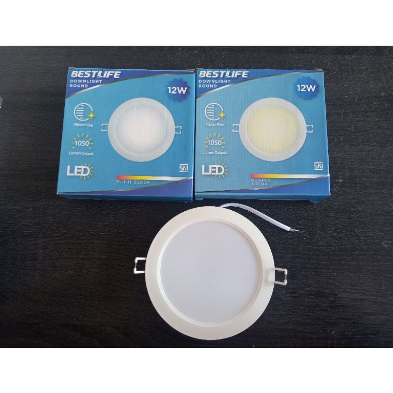 LAMPU TANAM ATAP PLAFON TEMPEL PANEL DATAR DOWN LIGHT BEST LIFE  DOWNLIGHT LED 12 WATT 6500K BESTLIFE BL-LED-DWL-R01-12W