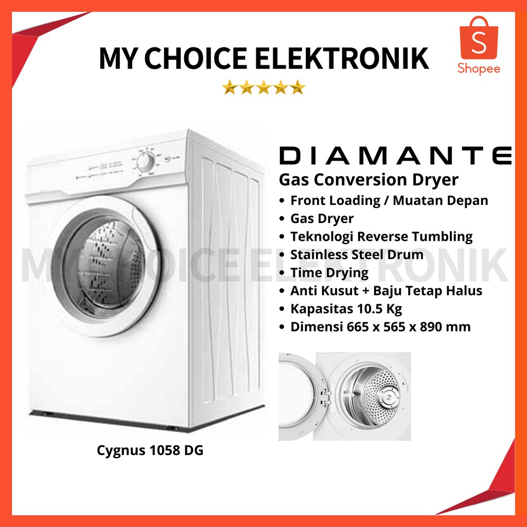 Diamante Gas Dryer Cygnus 1058-DG (10.5Kg)