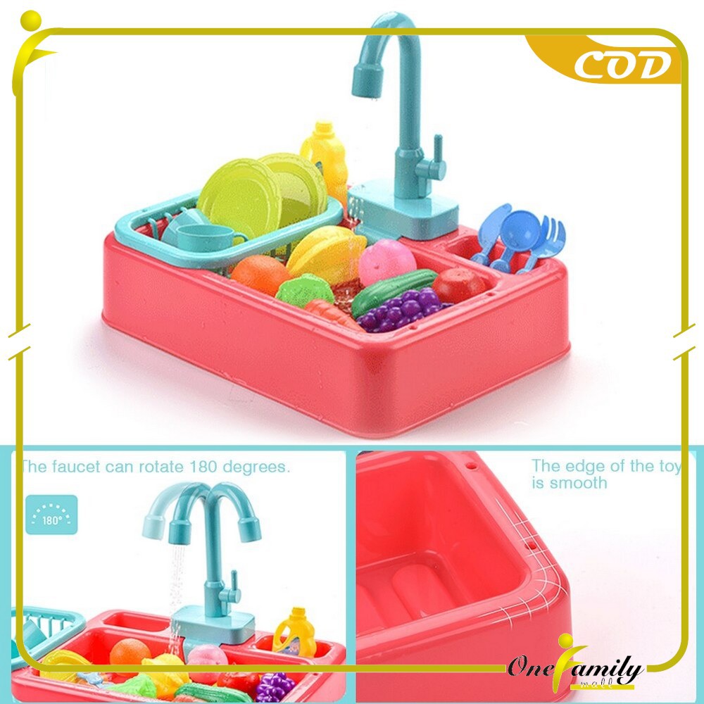 ONE-M31 M109 Mainan Anak Kitchen Sink Tempat Cuci Piring Set Mainan Kran Air Wastafel BISA KELUAR AI-6