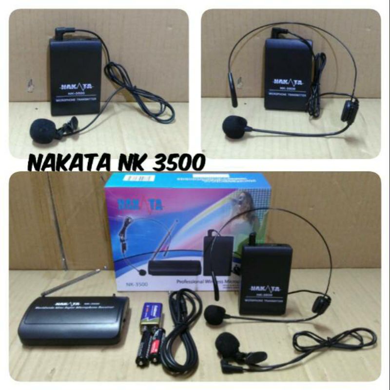 MIC KLIP ON DAN HEADSET WIRELESS MIC IMAM MASJID NAKATA NK-3500 PROFESIONAL WIRELESS MICROPHONE