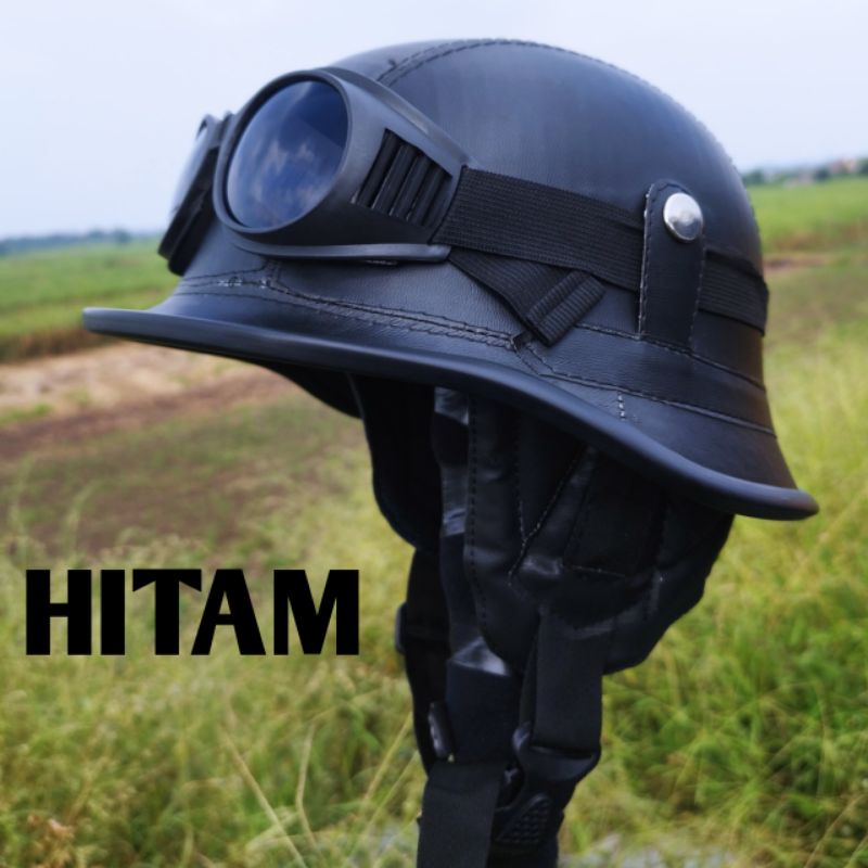 HELM JERMAN RETRO KULIT