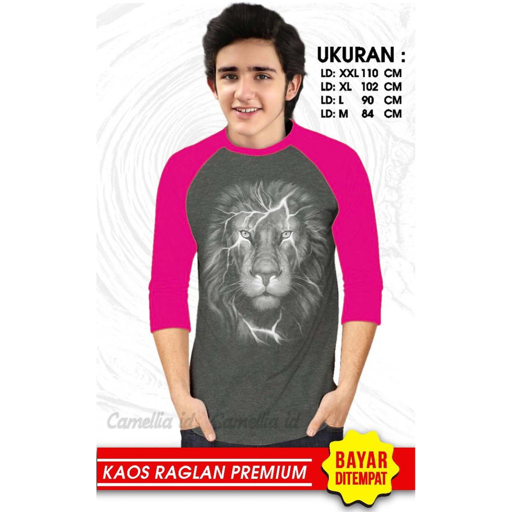 Kaos Raglan (SINGA)/Kaos Pria Lengan 3/4/ Kaos Pria/ Kaos Cowok/ Kaos Oblong/Misty/Oblong