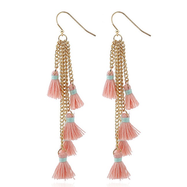 LRC ANting Gantung Bohemia Tassel Decoreated Long Earrings