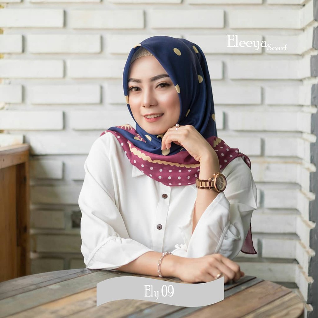 HIJAB SEGIEMPAT MOTIF ELY 09 || Eleeya Scarf