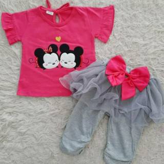 Baju setelan kaos celana  rok tutu legging  bestseller 