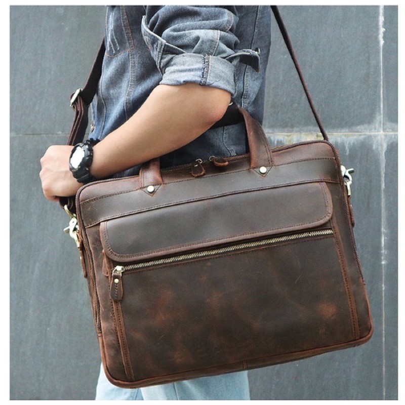 Genuine Leather Office Bag / Messenger Bag Kulit asli Pria