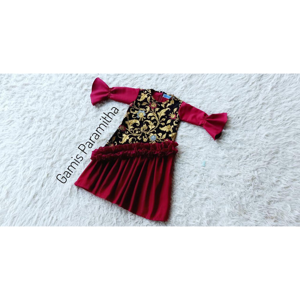 GAMIS PARAMITHA WARNA MAROON / GAMIS ANAK / GAMIS DEWASA / GAMIS COUPLE / GAMIS LEBARAN / BAJU LEBAR