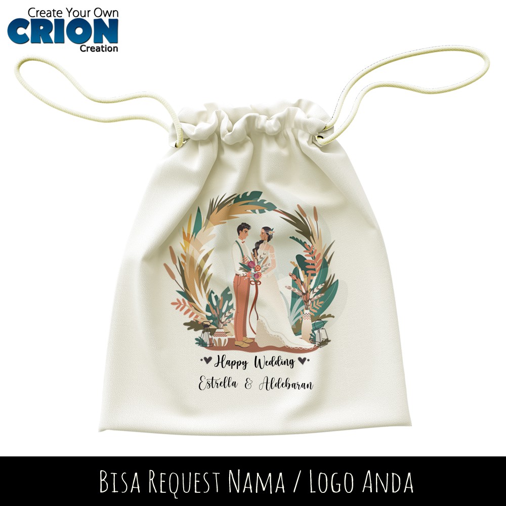 Pouch Serut Bisa Custom - Wedding Series - Souvenir/Hadiah - By Crion