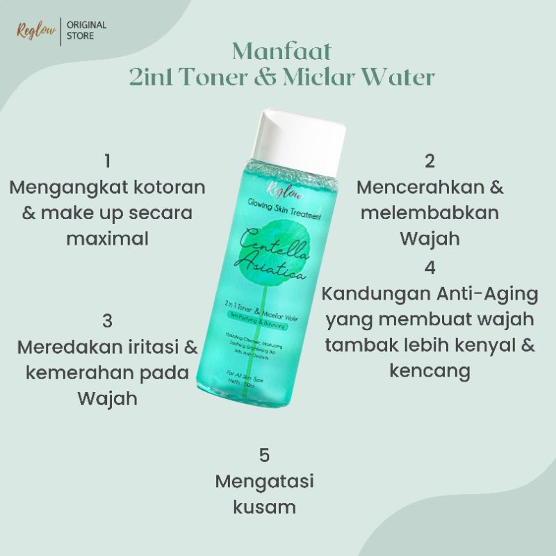 Reglow Toner &amp; Micellar Water Pembersih Muka BPOM Perawatan kulit 100 ml