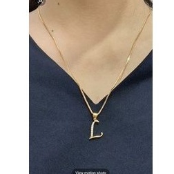 kalung inisial L emas asli kadar 875