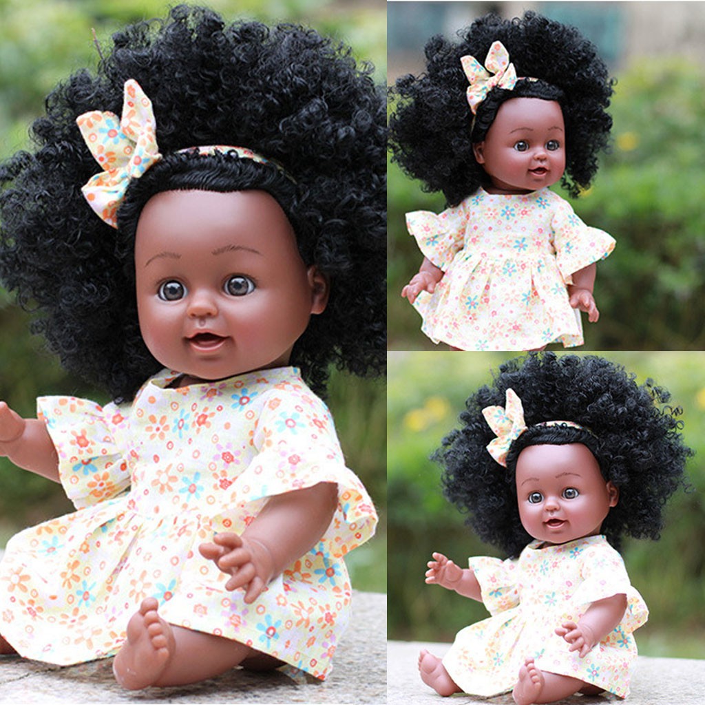 Boneka Gadis Hitam Afrika Amerika Bermain Boneka 35 Cm Bayi