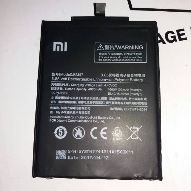 Baterai original xiomi MI 4X 100% original
