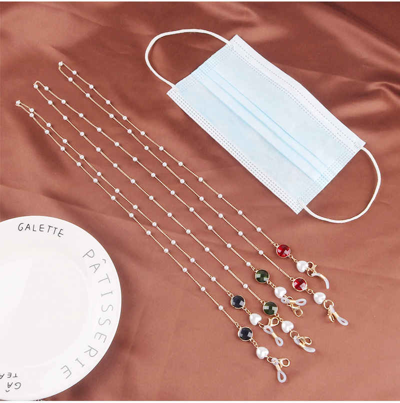 Glasses Chain Hanging Neck Mask Anti-lost Rope Dual-use Gemstone Pearl Mask Lanyard 70cm