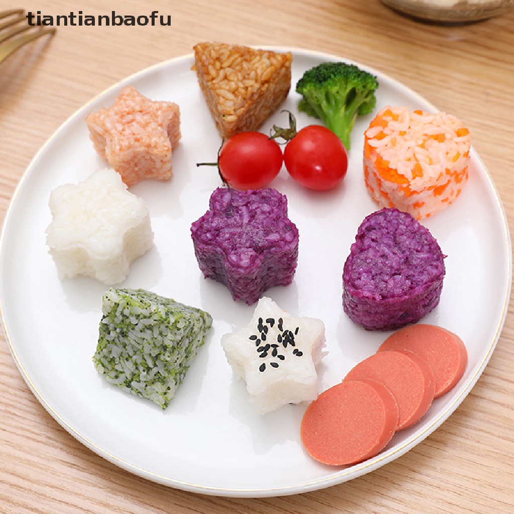 Set Cetakan Pembuat Bola Nasi Sushi Onigiri Empat Bentuk Bahan Plastik Untuk Dapur