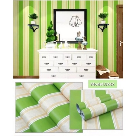 Wallpaper Sticker Motif Salur Hijau 8M