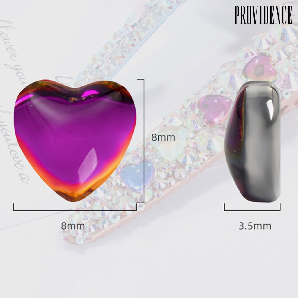 Providence 50Pcs / Set Hiasan Kuku Bentuk Hati Bahan Kaca Untuk Dekorasi Nail Art / Manicure DIY