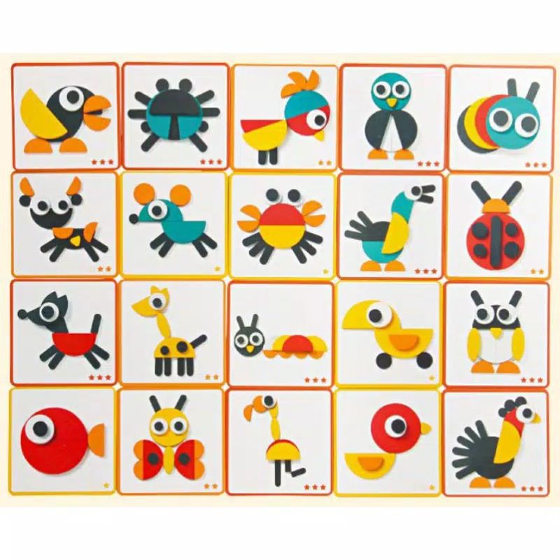 Puzzle Kayu Wooden Patter Blocks Hewan