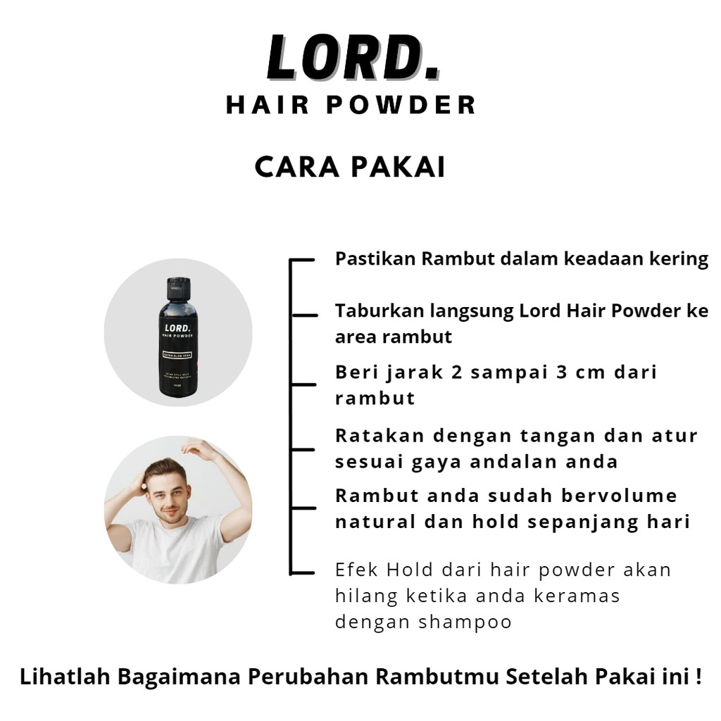 Lord Hair Powder Extra Aloe Vera Hair Styling Powder Pomade Rambut Perawatan Pria