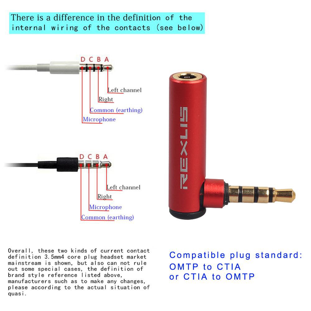 MOJITO 90 Degree Universal 3.5mm OMTP to CTIA Earphone Converter Adapter Connector