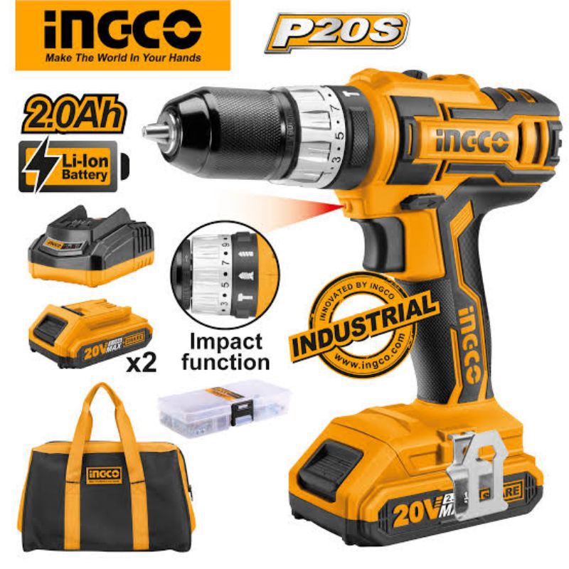 MESIN BOR CORDLESS 20 V INGCO TIPE CIDLI2002