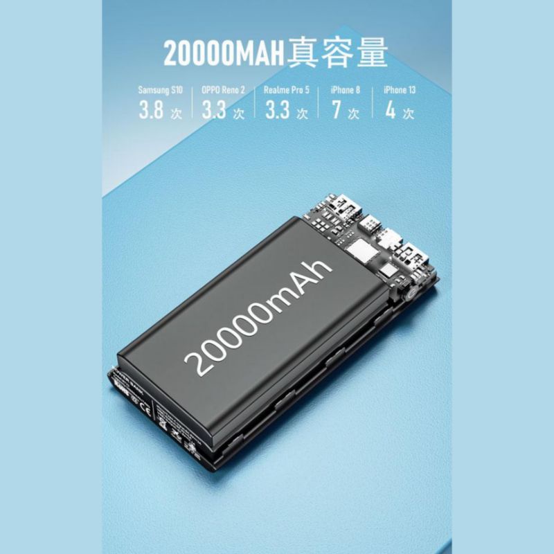 Power Bank ROBOT RT22 20000mAh Dual Input Micro Dan Type-C Dual Output USB-A 2.1A Black powerbank