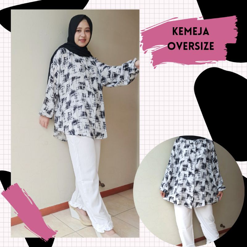 Venyastore Kemeja Oversize Motif bahan rayon twill dan viscose adem busui friendly