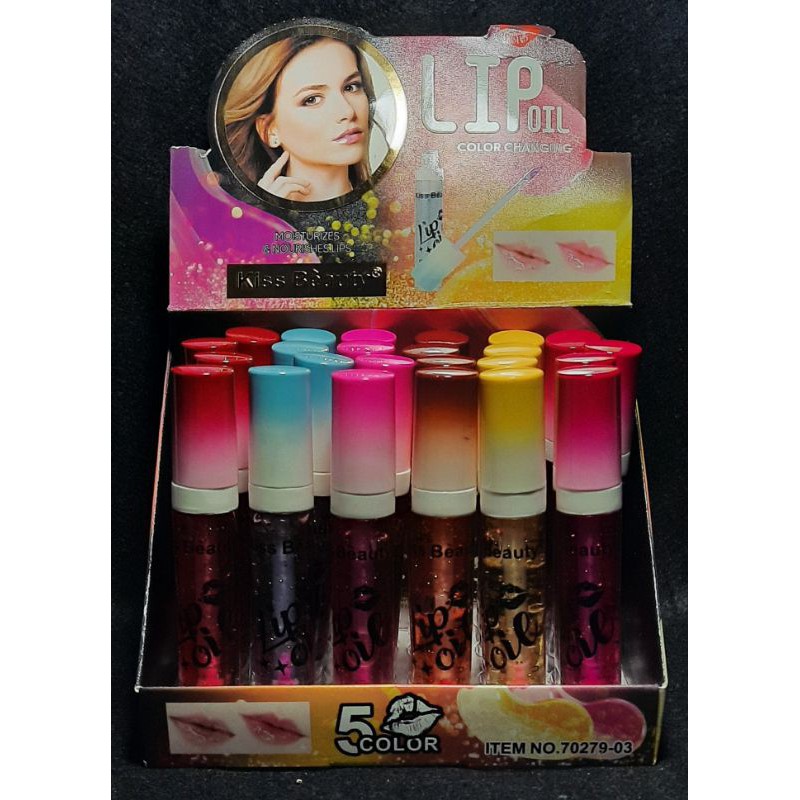 PROMO PERPCS!!!LIP OIL KISS BEAUTY 70279 5 D COLOR CARMING