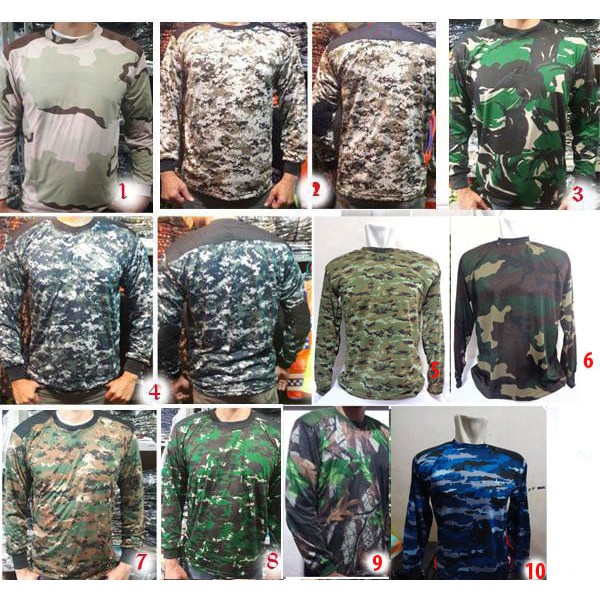 KAOS BAJU LORENG ARMY TANGAN PANJANG