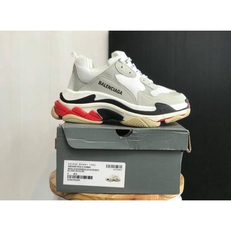 BALENCIAGA TRIPLE S WHITE GREY RED HIGH QUALITY ORIGINAL 100%