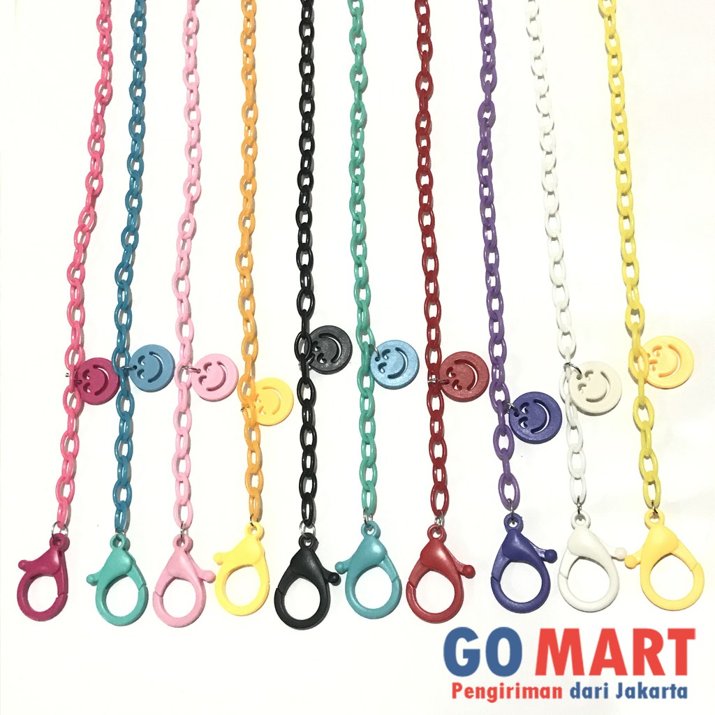 Kalung Strap Masker Wajah Lanyard Masker - Tali Kalung Masker Motif Smile Import Terbaru - KM01