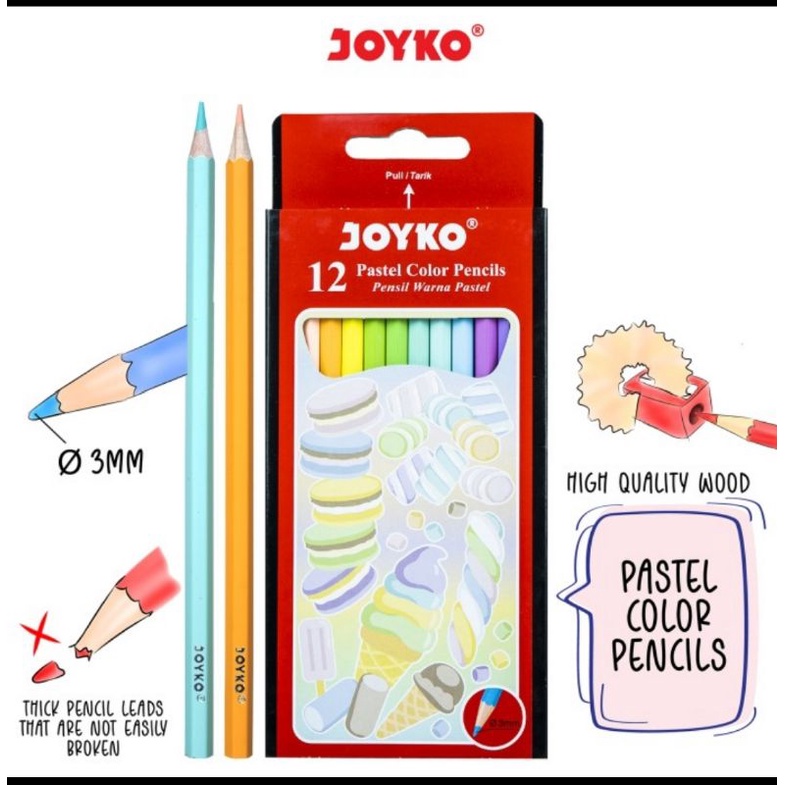 

Pensil Warna Joyko 12 Warna Pastel