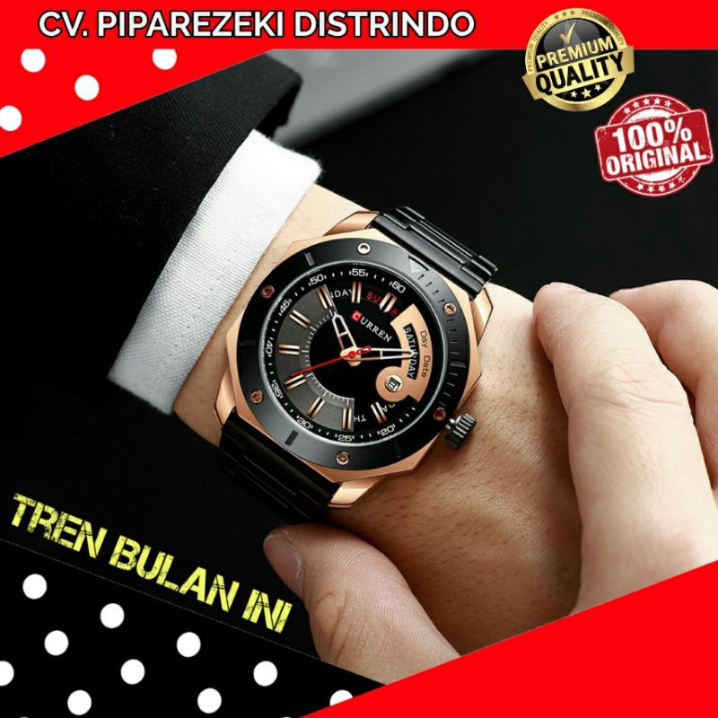 Curren 8344 Jam Tangan Pria Analog Stainless Steel Chronograph Aktif