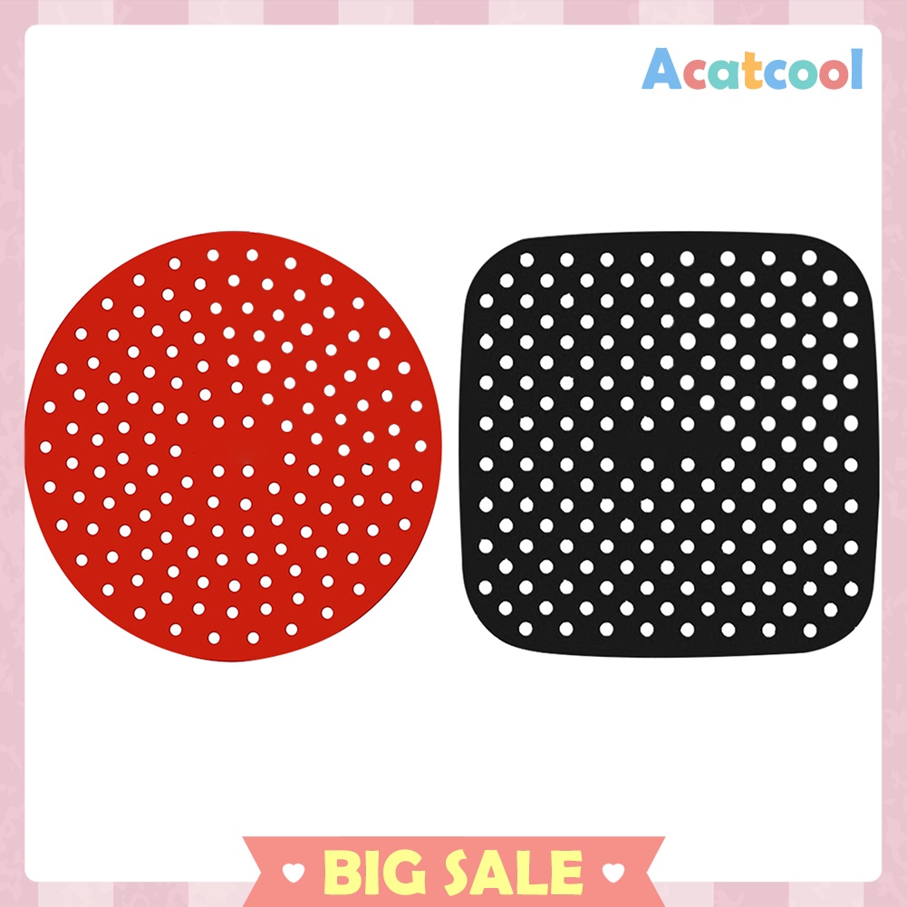 Air Fryer Liners Anti-stick Pad 7.5-9 inch Perforated Silicone Steaming Mat