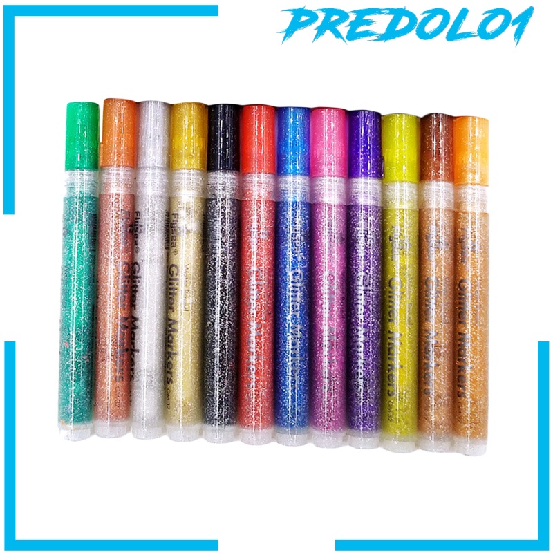 (Predolo1) 12pcs / Set Spidol Permanen Warna Metalik Glitter Untuk Kerajinan Tangan