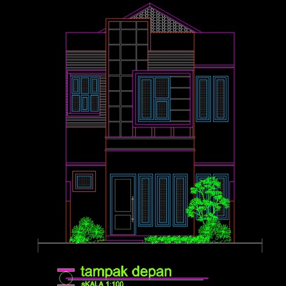 Desain Rumah 2 Lantai File DWG/Autocad Type 49 Borextour DRA2D-001